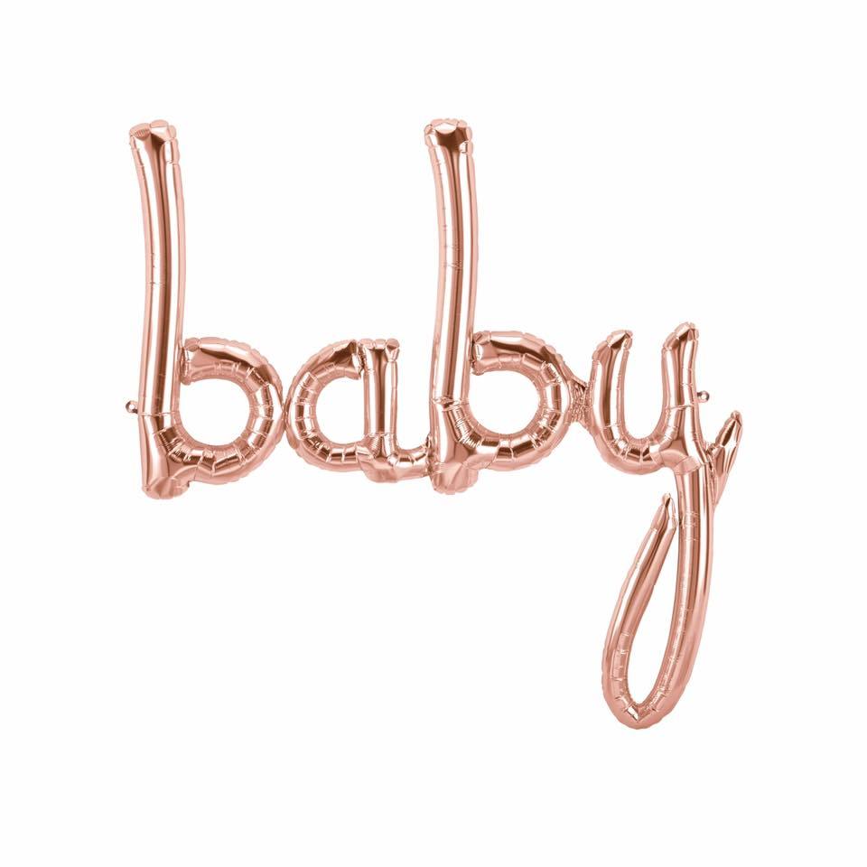 Rose Gold 'BABY' Script Balloon - Bickiboo Designs