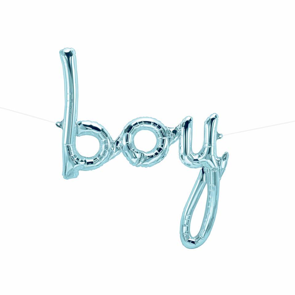 Blue 'Boy' Script Balloon - Bickiboo Designs