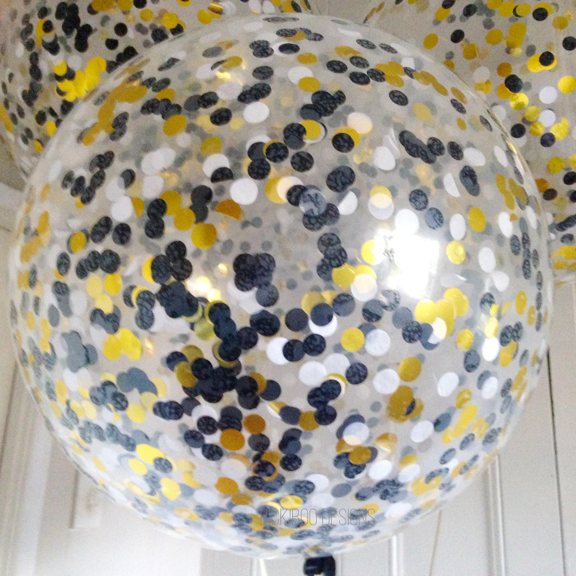 Jumbo Helium Filled Confetti Balloon - Black & Gold - Bickiboo Designs
