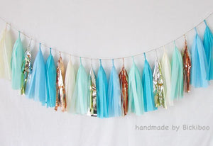 Tissue Paper Tassel Garland - Blue Moon - Bickiboo Designs