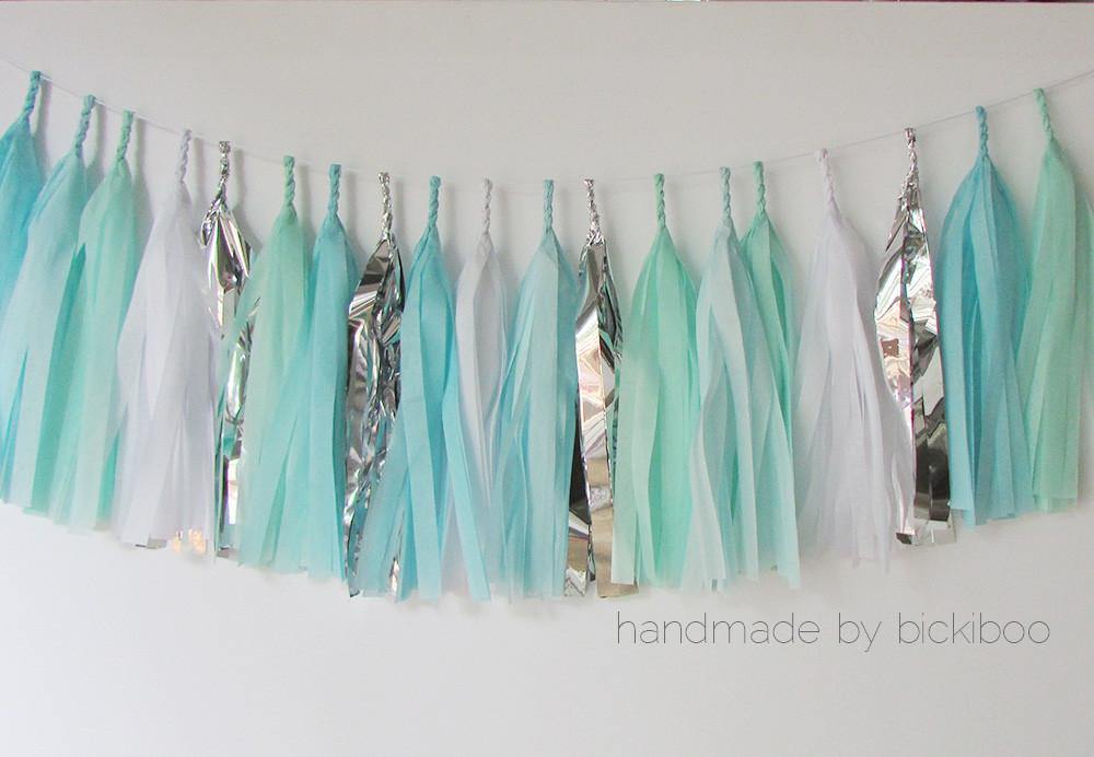 Tissue Paper Tassel Garland - Blue Sky - Bickiboo Designs