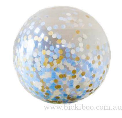 Jumbo Confetti Balloon - Blue & Gold - 90cm - Bickiboo Designs