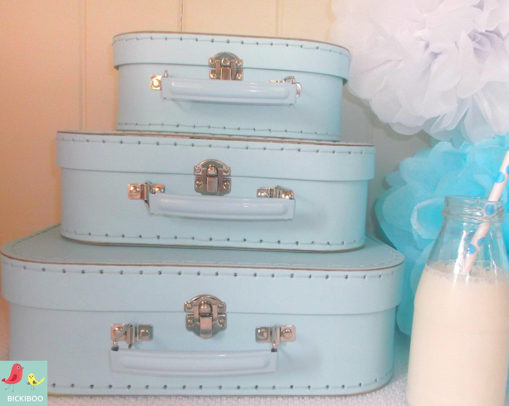 Baby Blue Euro Suitcases - Bickiboo Designs