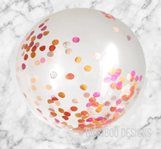 Jumbo Confetti Balloon - Hot Pink & Orange - 90cm - Bickiboo Designs