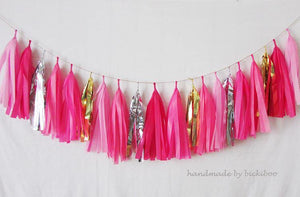 Tissue Paper Tassel Garland - Pink Party - Bickiboo Designs