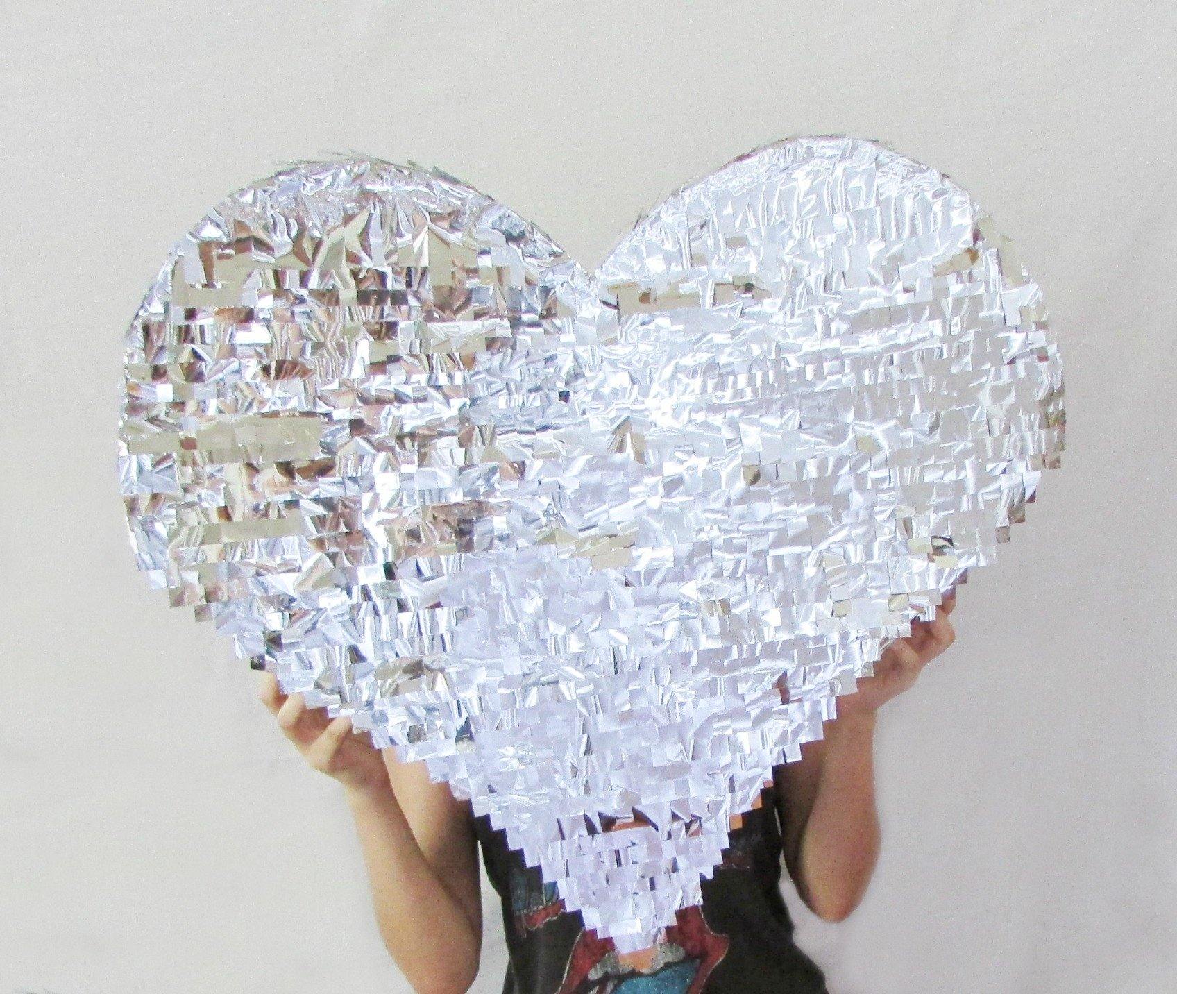 Silver Fringed Heart Piñata - Bickiboo Designs