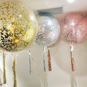 Jumbo Helium Filled  Confetti Balloon with small metallic silver confetti - Bickiboo Designs