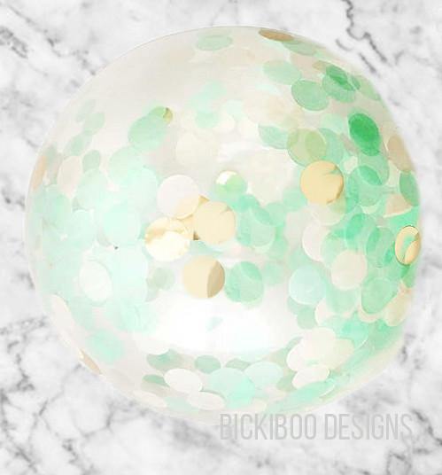 Jumbo Confetti Balloon - Mint & Gold - 90cm - Bickiboo Designs