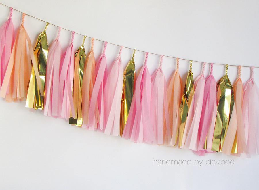 Tissue Paper Tassel Garland - Peachy Pinks - Bickiboo Designs