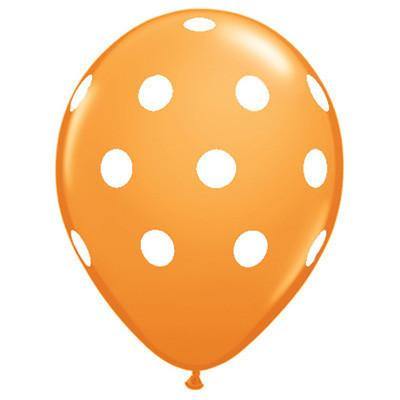 28cm (11") Orange With Big White Polka Dots - Bickiboo Designs