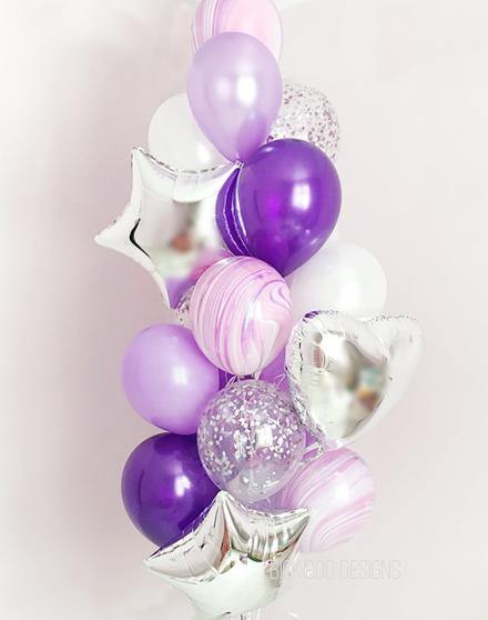 Shades of Purple & Silver Balloons Bouquet - Bickiboo Designs