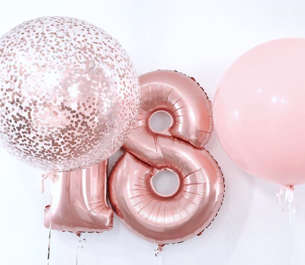 Pink Rose Gold 100cm Number Foil Balloons - Bickiboo Designs
