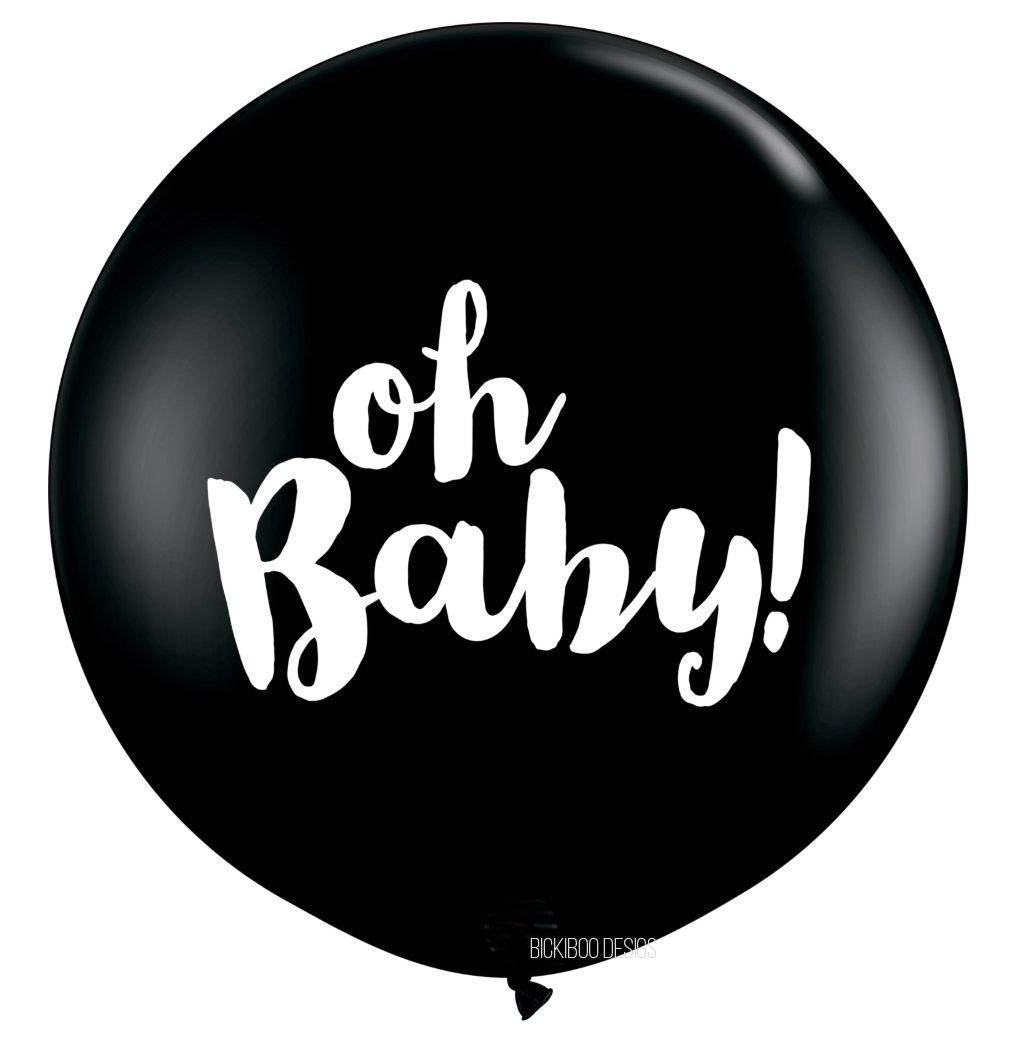 Oh Baby Giant Black Balloon - 90cm - Bickiboo Designs
