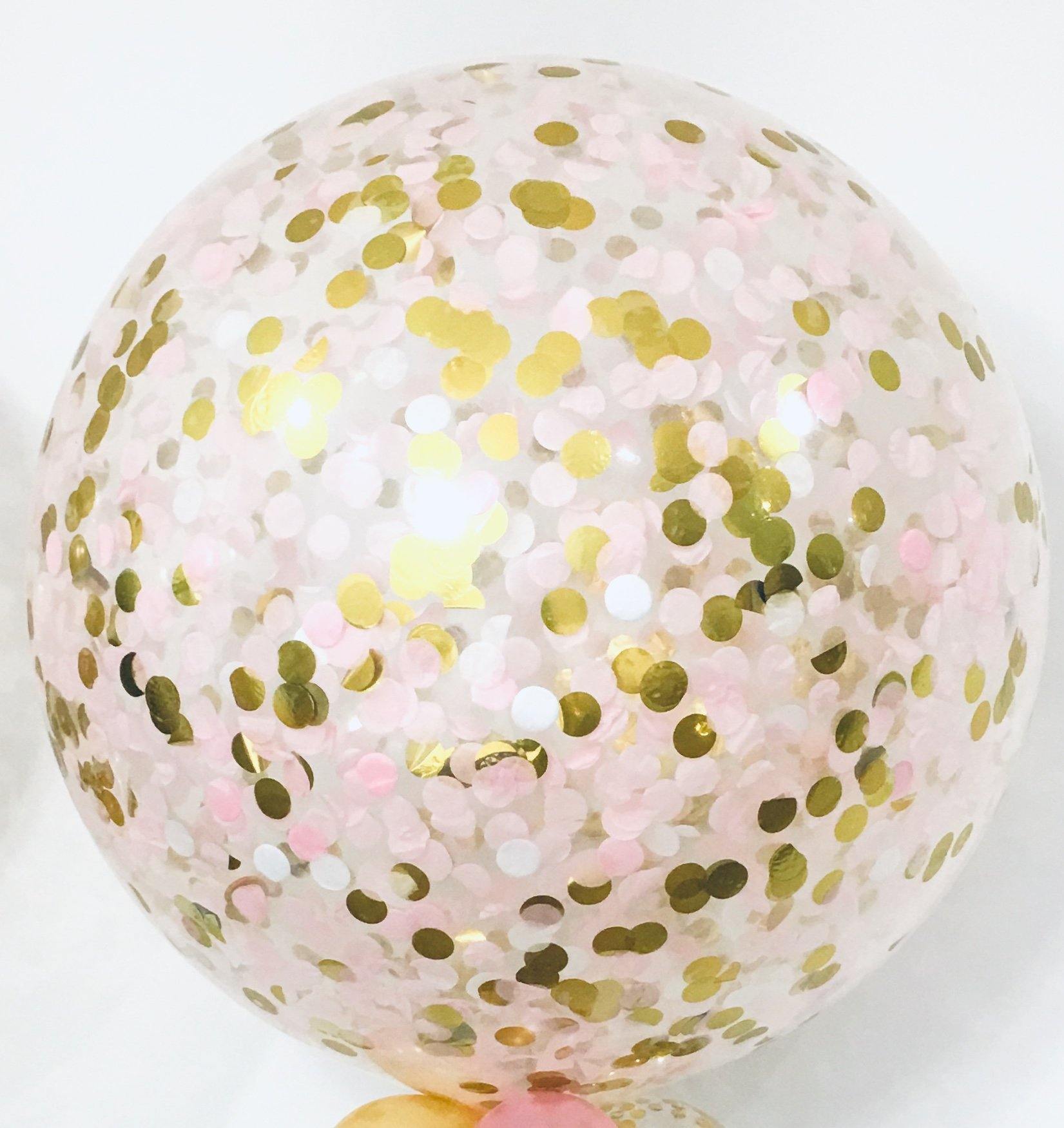 Jumbo Confetti Balloon Blush & Gold - 90cm UN-INFLATED - Bickiboo Designs
