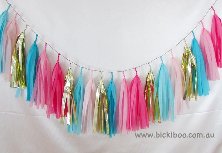 Tissue Paper Tassel Garland - Bubblegum Melody - Bickiboo Designs
