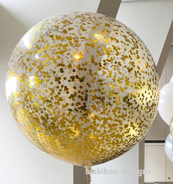 Large 60cm Confetti Balloon - small 1cm Gold confetti - Bickiboo Designs