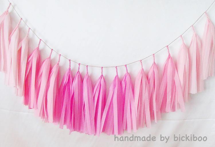 Tissue Paper Tassel Garland - Kissing Pinks - Bickiboo Designs