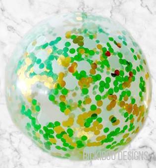 Jumbo Confetti Balloon Minty Green & Gold - 90cm - Bickiboo Designs