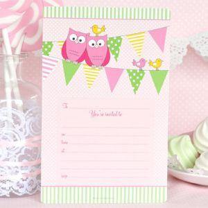 Pink Owl Invitations - Bickiboo Designs