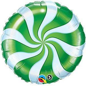 Green Candy Swirl Foil Balloon -45cm - Bickiboo Designs