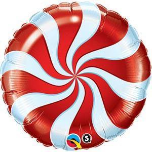 Red Candy Swirl Foil Balloon -45cm - Bickiboo Designs