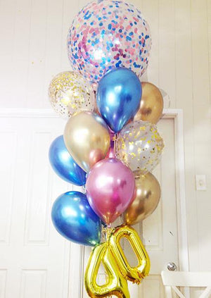 Blue Chrome Look Balloons - 28cm (5 pack) - Bickiboo Designs