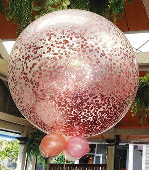Jumbo Helium Filled  Confetti Balloon with small rose gold  confetti - Bickiboo Designs
