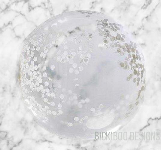 Jumbo Confetti Balloon - White - 90cm - Bickiboo Designs