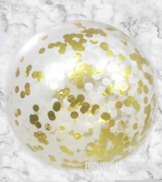 Jumbo Confetti Balloon - White & Gold - 90cm - Bickiboo Designs