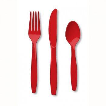 Classic Red Plastic Cutlery - 24pack - Bickiboo Designs