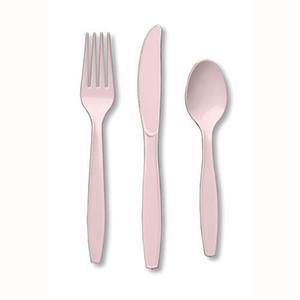 Classic Pink Plastic Cutlery - 24pack - Bickiboo Designs