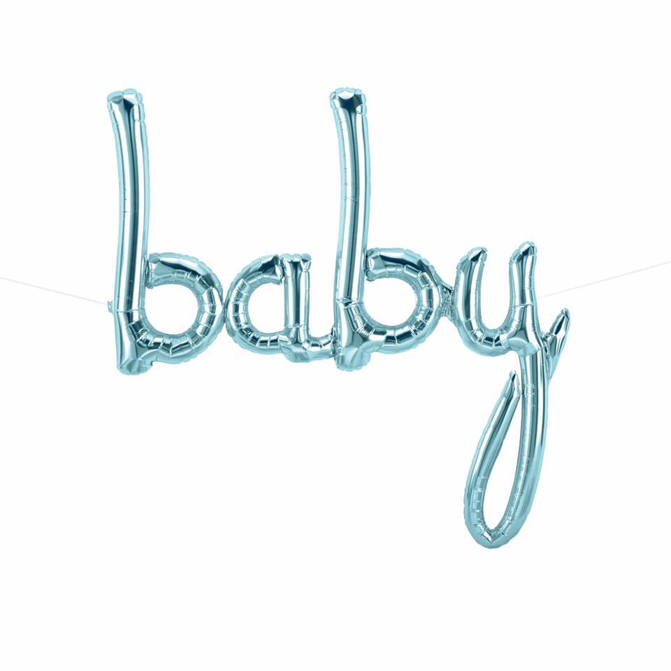 Blue 'BABY' Script Balloon - Bickiboo Designs