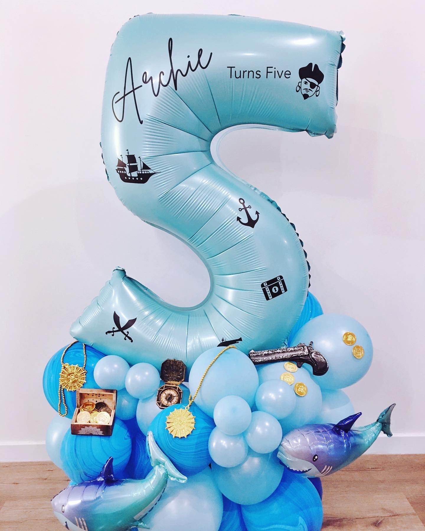 Bespoke number balloon stand - Pirate Party - Bickiboo Designs