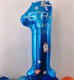 Bespoke number balloon stand - Space Party/Astronaut Party - Bickiboo Designs