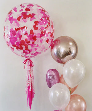 Jumbo Helium Filled Heart Confetti Balloon - Bickiboo Designs