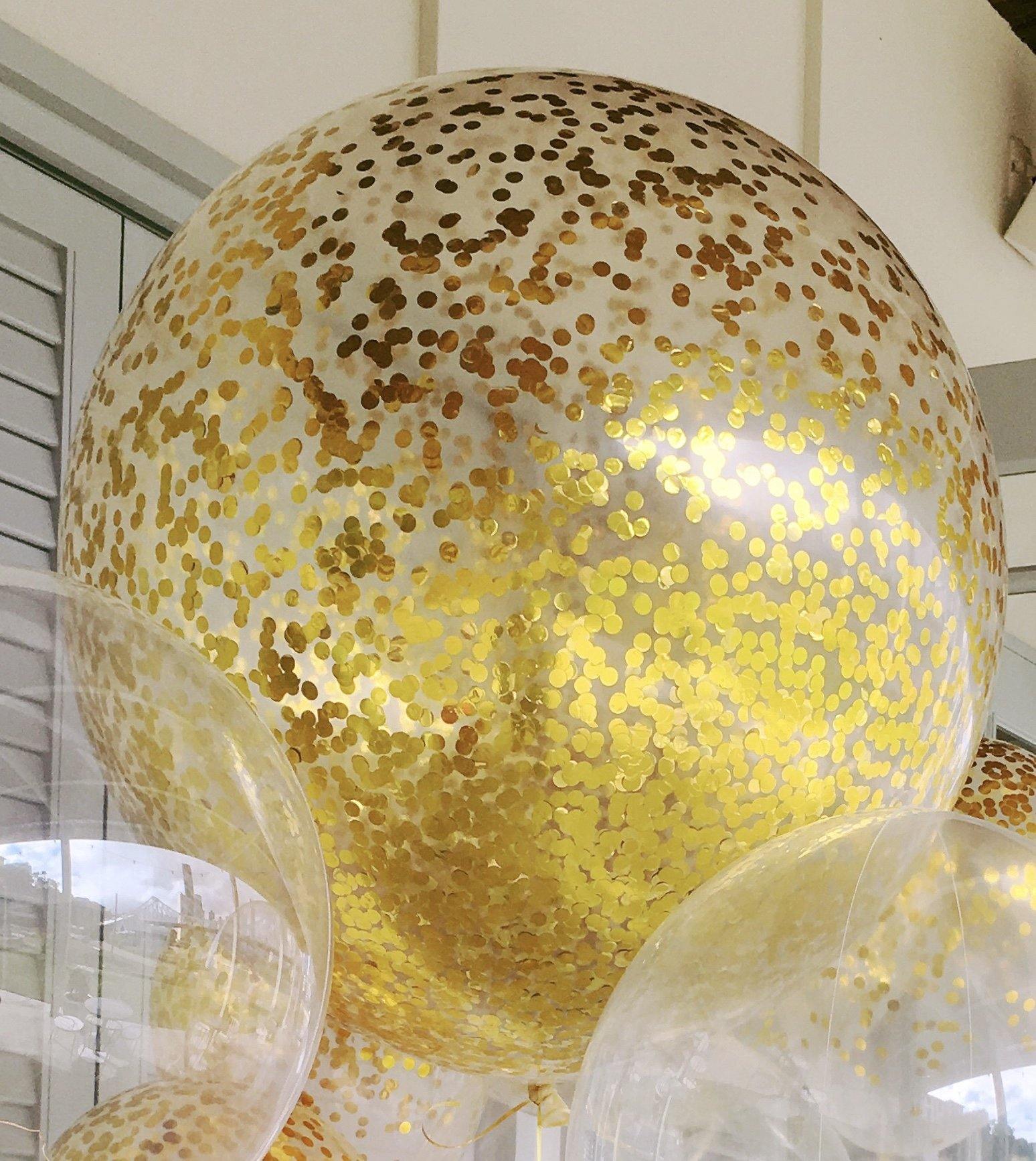 Jumbo Helium Filled  Confetti Balloon with small metallic gold confetti - Bickiboo Designs