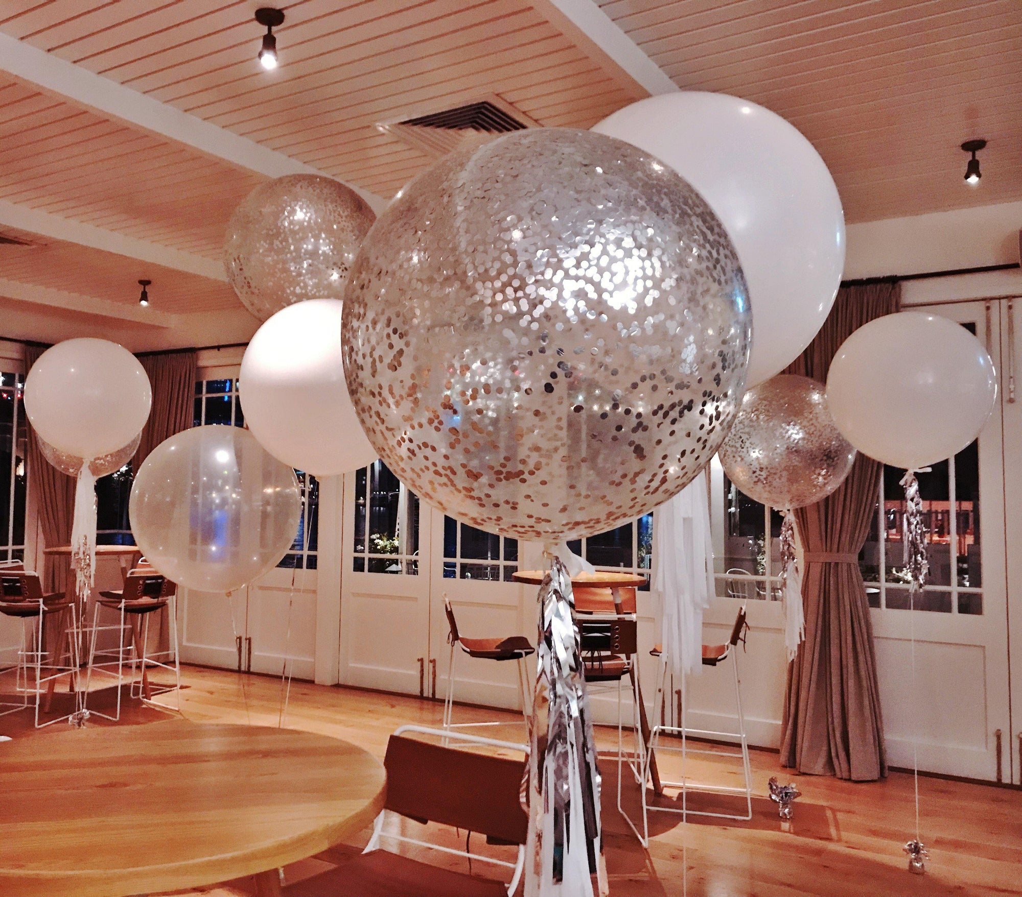 Jumbo Helium Filled  Confetti Balloon with small metallic silver confetti - Bickiboo Designs