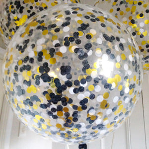 Jumbo Confetti Balloon Black Gold - 90cm - Bickiboo Designs