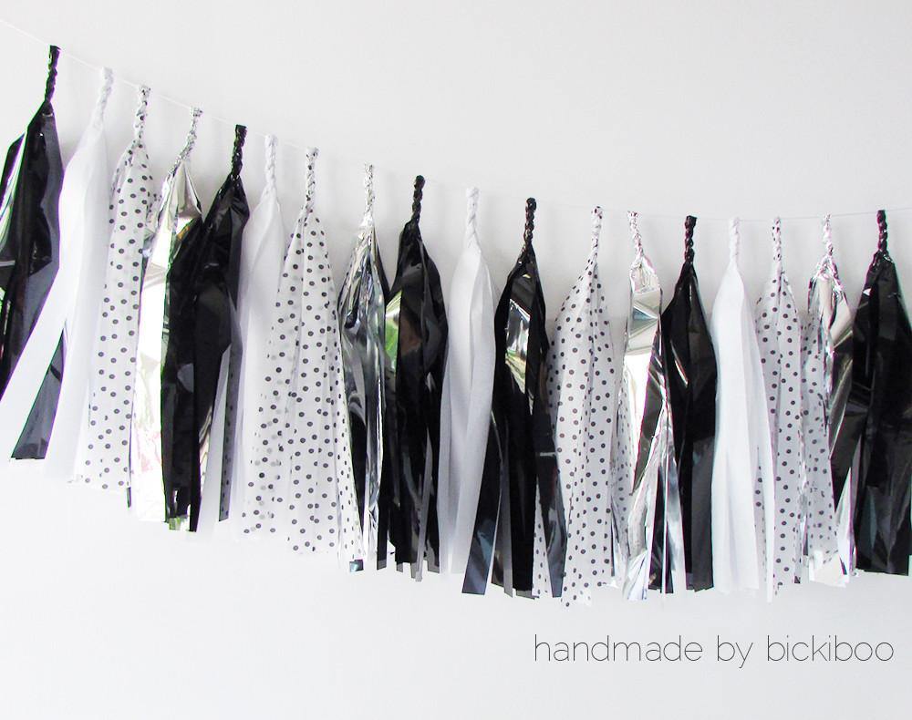 Tissue Paper Tassel Garland - Black Velvet - Bickiboo Designs