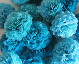 Turquoise Button Mums Tissue Paper Flowers - Bickiboo Designs