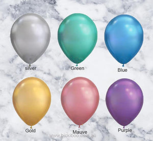 Purple Chrome Look Balloons - 28cm (5 pack) - Bickiboo Designs