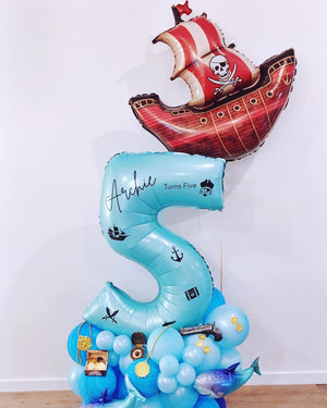 Bespoke number balloon stand - Pirate Party - Bickiboo Designs