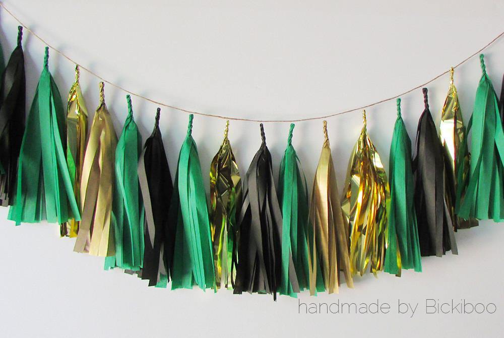 Tissue Paper Tassel Garland - Emerald - Bickiboo Designs