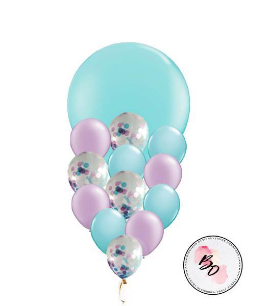 Aqua Blue and Lavender Giant Balloon Bouquet - Bickiboo Designs