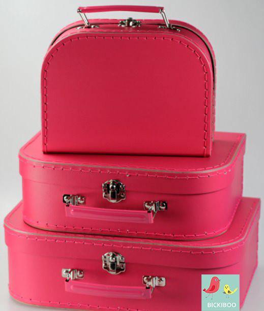 Hot Pink Mini Euro Suitcases - Bickiboo Designs
