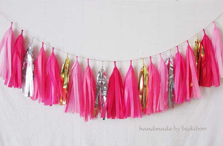 Tissue Paper Tassel Garland - Pink Party - Bickiboo Designs