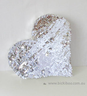 Silver Fringed Heart Piñata - Bickiboo Designs