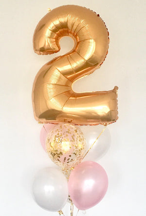 Balloon  Bouquet With a Gold Age Number - Bickiboo Designs
