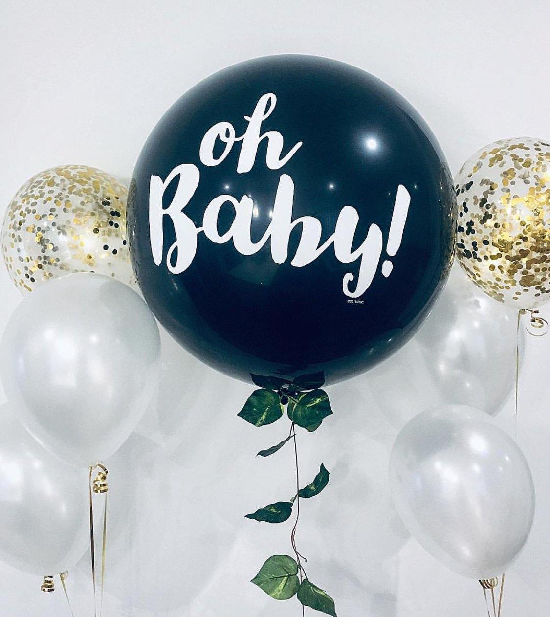90cm Helium Filled Giant Gender Reveal Balloon -Oh Baby - Bickiboo Designs