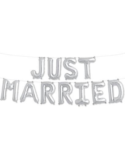 Silver 'JUST MARRIED' Balloons - Bickiboo Designs